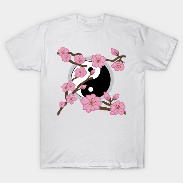 Yin and Yang sakura T-Shirt by adelinegraphics